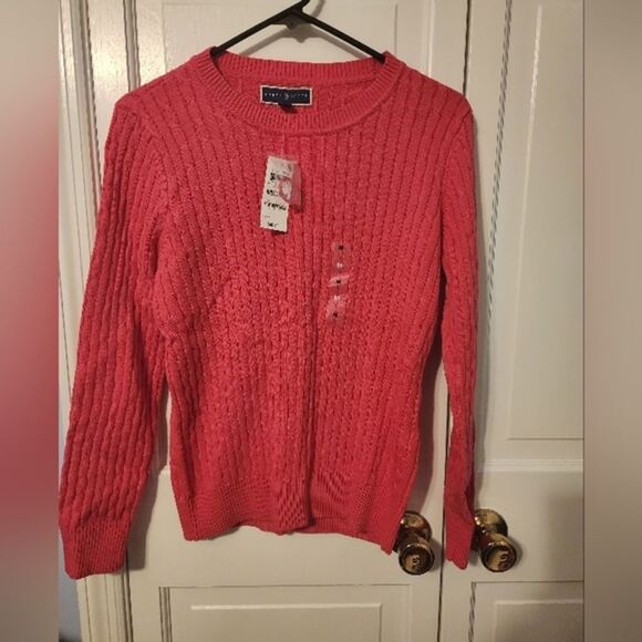 Karen Scott Ribbed Crew Neck Sweater Casual Pink Preppy New NWT Classic - Picture 14 of 15